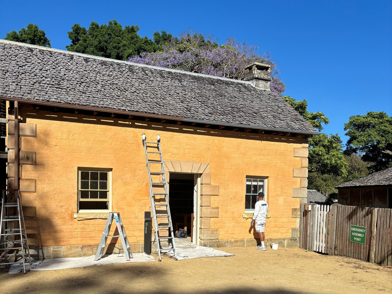premier painting painter working on vaucluse house heritage restoration project