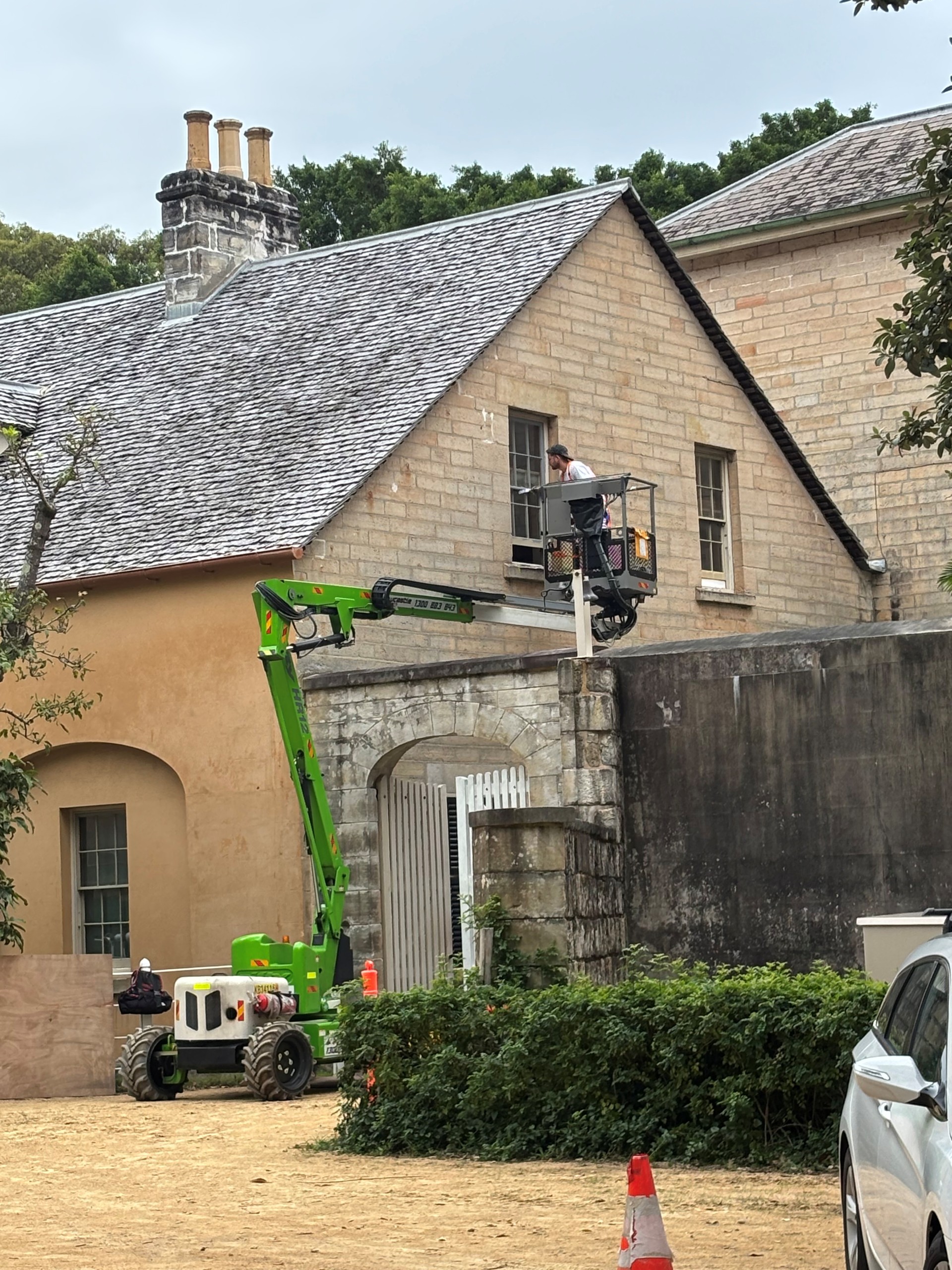 premier painting on elevated work platform painting vaucluse house heritage project